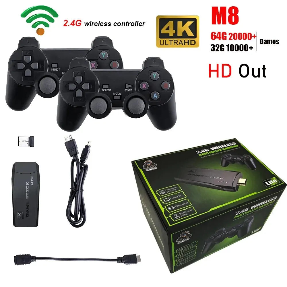 Video Game Console 2.4G Double Wireless Controller Game Stick 4K 20000 Games 64 32GB Retro Games for Children'S Christmas Gifts